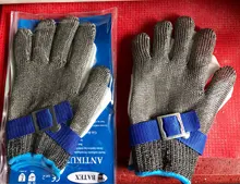 Guantes de seguridad laboral de acero inoxidable, 1 Uds., anticorte, malla metálica, para carnicero