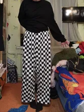 Wide-Leg Pants Checkerboard Wind-Streetwear Harajuku Black White Summer Spring Loose
