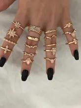 Tocona, 17 unids/set de lujo de cristal claro piedra conjuntos de anillos de boda para hombres y mujeres de la gota de agua flores el sol Geoemtric de joyería 8920