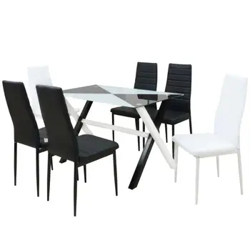 Dining room set 7 pieces synthetic leather Kitchen Table Dining Room Furniture Dining Table 7 PCS Dinning Table Set Stilren Gla
Dining room set 7 pieces synthetic leather Kitchen Table Dining Room Furniture Dining Table 7 PCS Dinning Table Set Stilren Gla