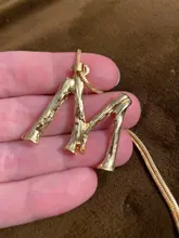 Lost Lady-collar con 26 letras de bambú y Metal dorado para mujer, colgante con inicial del alfabeto, cadena de eslabones, regalos de joyería