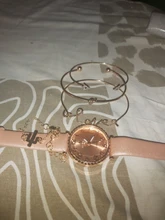 5 unid/set nueva moda mujer relojes ronda números arábigos, reloj de cuero de las mujeres Vestido Mujer relojes de lujo reloj de pulsera conjunto