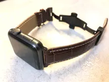 Correa para Apple watch 6, banda de 44mm, 40mm, hebilla de mariposa, Iwatch, 42mm, 38mm, pulsera de cuero para series 5 4 3 2 SE