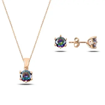 Angemiel 925 Silver Mystic Topaz Zircon Engagement Set - Rose Gold Plated
Angemiel 925 Silver Mystic Topaz Zircon Engagement Set - Rose Gold Plated