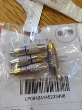 Adaptador de Audio y vídeo para Cable Coaxial, conector macho a macho, sin soldadura, color negro, rojo, RCA, 4 Uds./1 ud.