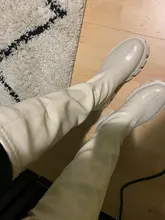 Botas de plataforma para mujer, zapatos lisos de media caña, planos de fondo grueso, cálidos, para Otoño e Invierno