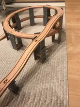 Vías de tren de madera de haya para niños, accesorios de túnel de puente de vía férrea, piezas de tren de madera, juguetes educativos para niños, regalos
