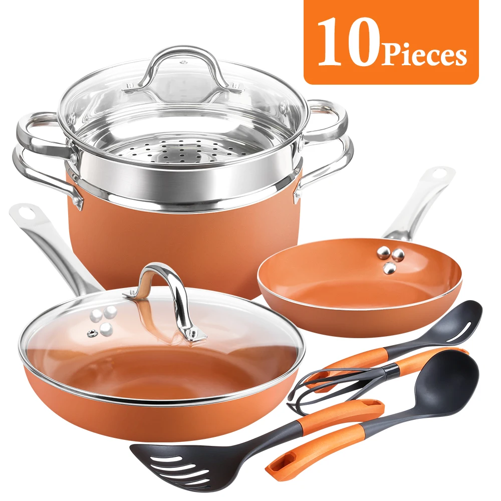 10 Piece 10 Piece Set Non-stick Copper Frying Pan and Stockpot with Ceramic Coating and Induction cooking set
10 Piece 10 Piece Set Non-stick Copper Frying Pan and Stockpot with Ceramic Coating and Induction cooking set