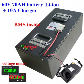 GTK 60V 70AH Li-ion battery Rechargeable with BMS 60v for scooter tricycle motorcycle vehicle bike Van + 10A Charger 
GTK 60V 70AH Li-ion battery Rechargeable with BMS 60v for scooter tricycle motorcycle vehicle bike Van + 10A Charger