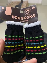 4 Uds. De zapatos de perro cachorro cálido calcetines para mascotas acrílicos suaves, Calcetines antideslizantes de dibujos animados para perros pequeños y medianos, producto para mascotas S/M/L