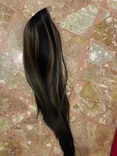 Peluca sintética larga y Lisa para mujeres negras, exquisita Peluca de Color rubio miel resaltado, parte media resistente al calor