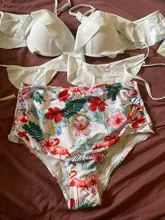 Bikini Swimwear Bathing-Suits Beach-Wear Ruffle Off-The-Shoulder High-Waist Summer Sexy