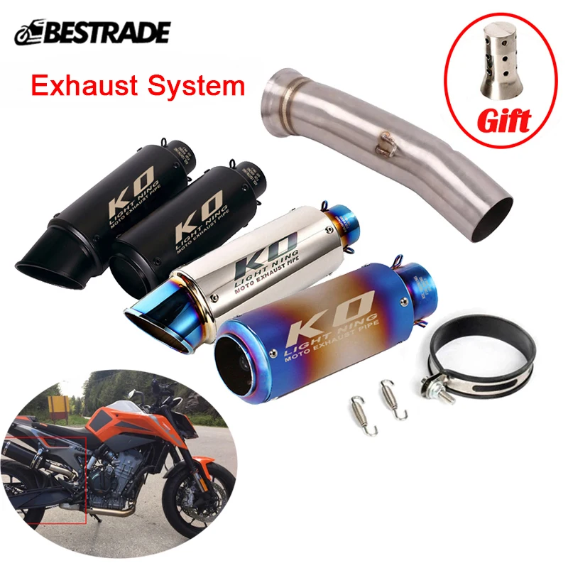 

Motorcycle Exhaust System Middle Connect Link Pipe Slip On Mufflers Tube With DB Killer Stainless Steel Modified For Duke 790