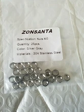 ZONSANTA métrica hexagonal de acero inoxidable 304 tuerca hexagonal DIN934 M1 M1.2 M1.4 M1.6 M2 M2.5 M3 M4 M5 M6 M8 M10 M12 M16 M20 tuercas de tornillo