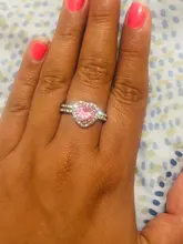 Modyle-anillos de boda con corazón para mujer, Color plata, cristal rosa, circonita elegante de lujo, anillos joyas regalos de compromiso