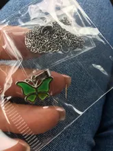 JUCHAO-colgante de acero inoxidable con forma de mariposa para mujer, collar con Control de temperatura, cambio de Color, joyería