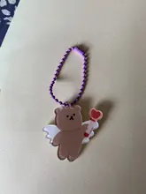 Llaveros de dibujos animados de cereza, Ángel y oso, funda de Metal para auriculares, colgante para chicas, mochila para estudiantes, baratijas de dibujos animados, joyería Kawaii