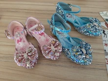 Disney nuevos niños fiesta sandalias de cuero de las niñas PU de tacón alto zapatos infantiles para niñas zapatos de vestido de baile, sandalias