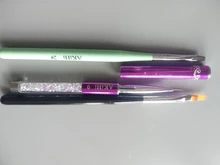 AKiHi-pincel de dibujo pintado en Gel UV, pinceles planos para manicura, Mango Verde con tapa de Metal