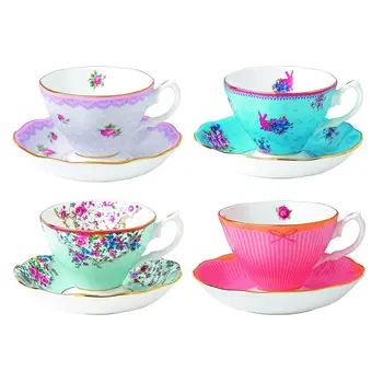 Royal Albert Rose, tea cup and saucers porcelain fine, floral pattern, multicolor, set 4 tableware
Royal Albert Rose, tea cup and saucers porcelain fine, floral pattern, multicolor, set 4 tableware