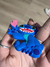 Anime Stitch llavero figura PVC dibujo animado anillo 3D doble lado clave cadena lindo anillo clave titular regalo de mochila Decoración