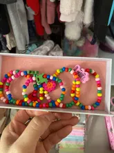 5 pulseras de cuentas elásticas de madera encantadoras para niños, regalo de joyería para fiesta de cumpleaños