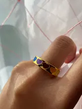 Anillo de corazón de amor esmaltado para mujer, sortija Vintage Bohemia colorida, 2021