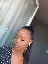 Extensiones de cabello humano con Coleta, coleta con Clip, coleta recta, Remy, brasileño, para Afroamericana