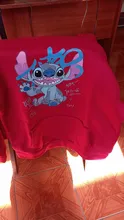 Sudaderas con capucha de Stitch de Disney para mujer, suéteres Harajuku, Tops Kawaii informales con cuello redondo, Sudadera con capucha con estampado de Ángel de manga larga