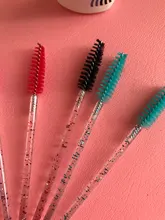 Zwellbe descartable de cristal cepillo de pestañas peine 25/50 unids/pack pestañas rímel de extensión varitas de maquillaje profesional herramienta de belleza