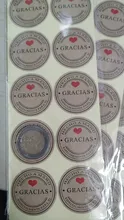 100 unids/lote Kraft Gracias español Etiquetas de Gracias pegatinas hecho a mano paquete sobre sello etiqueta Scrapbooking adhesivo de papelería