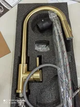 Gold Kitchen Faucet Brushed Crane Pull-Out Cold-Mixer Single-Handle Rotatble Hot 360