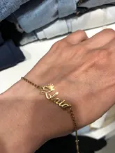 Lemegeton-pulsera personalizada con nombre para niña y mujer, joyería de Color dorado, pulseras de cadena ajustables de acero inoxidable