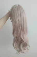 HUAYA-peluca rizada largo ondulado Lolita con flequillo para niña, peluca de Cosplay de fiesta diaria, sintética, resistente al calor, Color rosa degradado