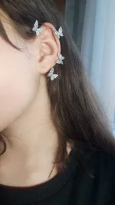 Золотые и серебряные металлические клипсы-бабочки для ушей без пирсинга ...