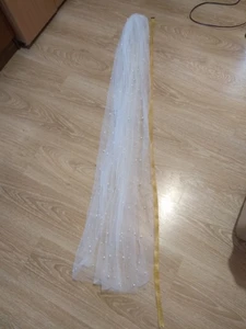 Фата свадебная длинная с жемчугом и расческой | AliExpress