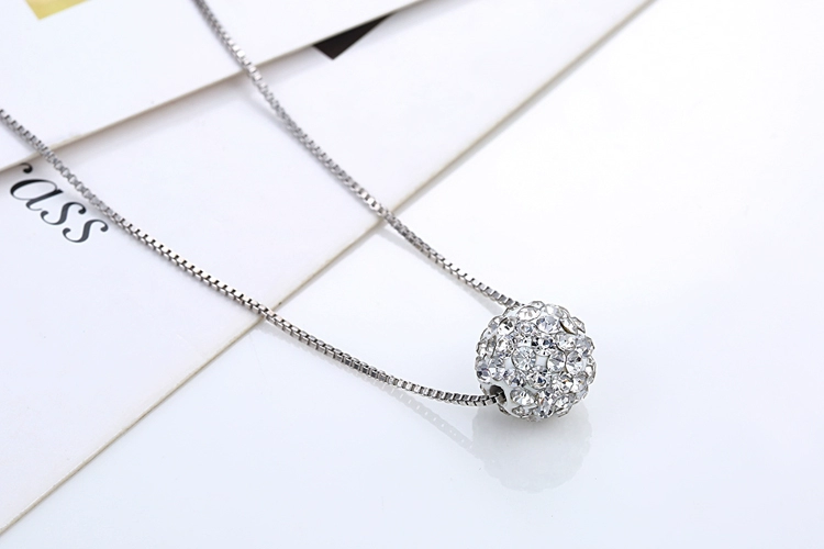 S925 pure silver necklace female short design crystal Shambhala ball chain elegant brief anti-allergic 6