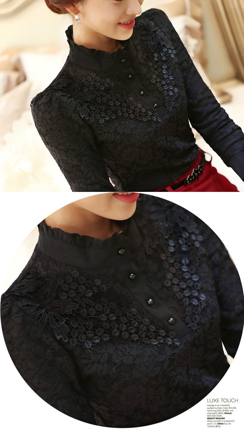 Long Sleeve Lace Floral Patchwork Chiffon Blouse Shirts (Us 2-16W)