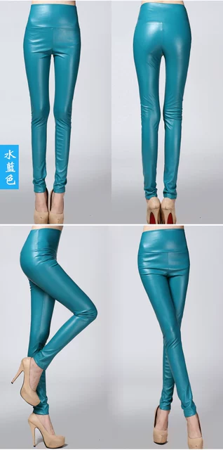 2017 Autumn Winter Women Elastic PU Leather Velvet High Waist Thick Warm leggings Slim Pencil Pants Colorful Trousers Female 28 2017 Autumn Winter Women Elastic PU Leather Velvet High Waist Thick Warm leggings Slim Pencil Pants Colorful Trousers Female 28
