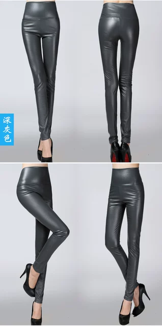 2017 Autumn Winter Women Elastic PU Leather Velvet High Waist Thick Warm leggings Slim Pencil Pants Colorful Trousers Female 25 2017 Autumn Winter Women Elastic PU Leather Velvet High Waist Thick Warm leggings Slim Pencil Pants Colorful Trousers Female 25