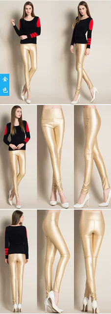 2017 Autumn Winter Women Elastic PU Leather Velvet High Waist Thick Warm leggings Slim Pencil Pants Colorful Trousers Female 17 2017 Autumn Winter Women Elastic PU Leather Velvet High Waist Thick Warm leggings Slim Pencil Pants Colorful Trousers Female 17