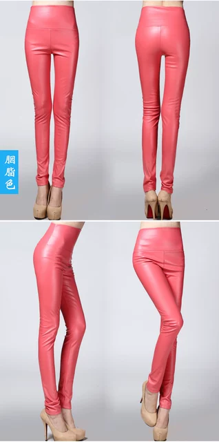 2017 Autumn Winter Women Elastic PU Leather Velvet High Waist Thick Warm leggings Slim Pencil Pants Colorful Trousers Female 27 2017 Autumn Winter Women Elastic PU Leather Velvet High Waist Thick Warm leggings Slim Pencil Pants Colorful Trousers Female 27