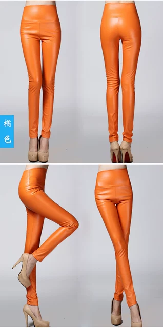 2017 Autumn Winter Women Elastic PU Leather Velvet High Waist Thick Warm leggings Slim Pencil Pants Colorful Trousers Female 26 2017 Autumn Winter Women Elastic PU Leather Velvet High Waist Thick Warm leggings Slim Pencil Pants Colorful Trousers Female 26