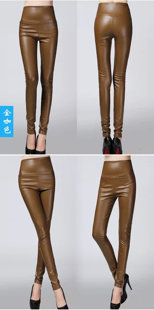 2017 Autumn Winter Women Elastic PU Leather Velvet High Waist Thick Warm leggings Slim Pencil Pants Colorful Trousers Female 23 2017 Autumn Winter Women Elastic PU Leather Velvet High Waist Thick Warm leggings Slim Pencil Pants Colorful Trousers Female 23
