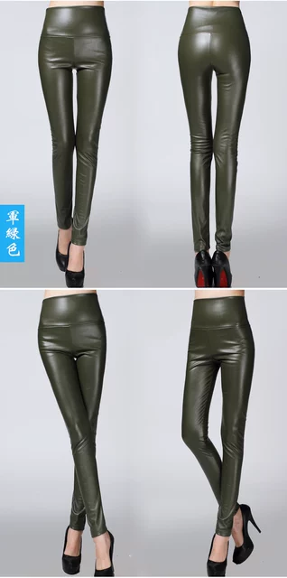 2017 Autumn Winter Women Elastic PU Leather Velvet High Waist Thick Warm leggings Slim Pencil Pants Colorful Trousers Female 20 2017 Autumn Winter Women Elastic PU Leather Velvet High Waist Thick Warm leggings Slim Pencil Pants Colorful Trousers Female 20