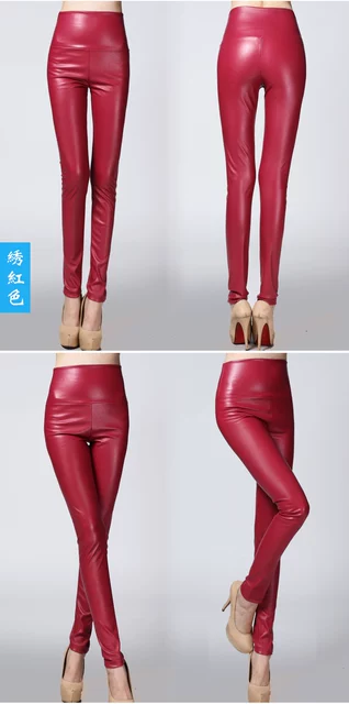 2017 Autumn Winter Women Elastic PU Leather Velvet High Waist Thick Warm leggings Slim Pencil Pants Colorful Trousers Female 29 2017 Autumn Winter Women Elastic PU Leather Velvet High Waist Thick Warm leggings Slim Pencil Pants Colorful Trousers Female 29