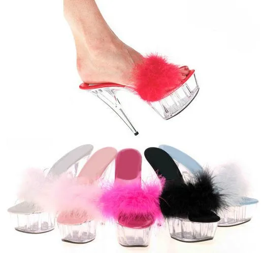 fuzzy slippers with heels