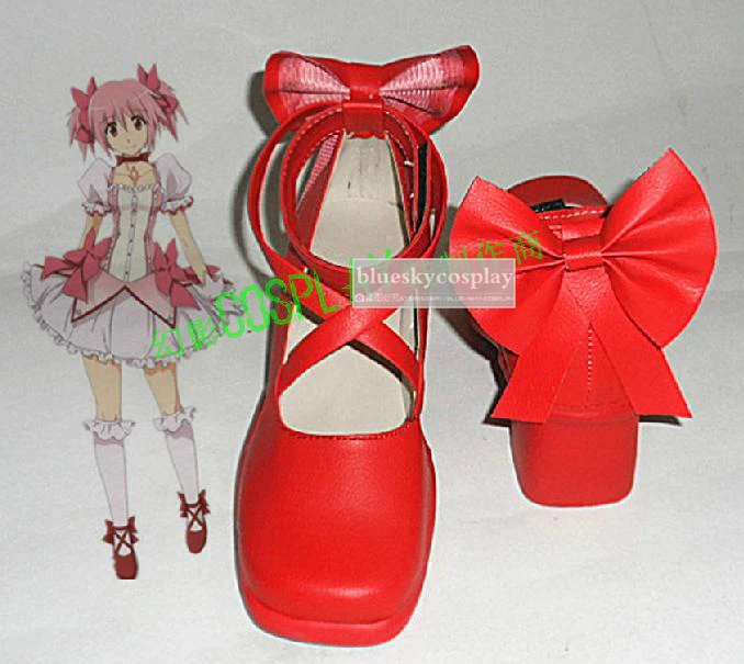 Puella Magi Madoka Magica Madoka Kaname Male-Version Cosplay Shoes Boots Custom Made Red