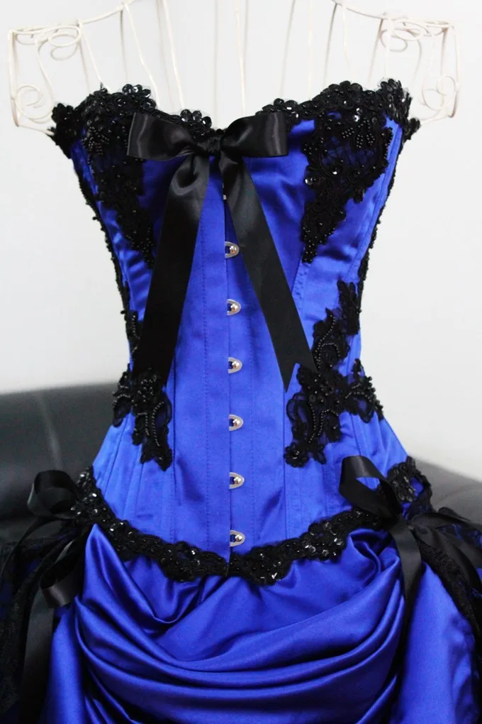Vintage Beaded Lace Corset Short Royal Blue Prom Dresses 2014 New Arrival (1)
