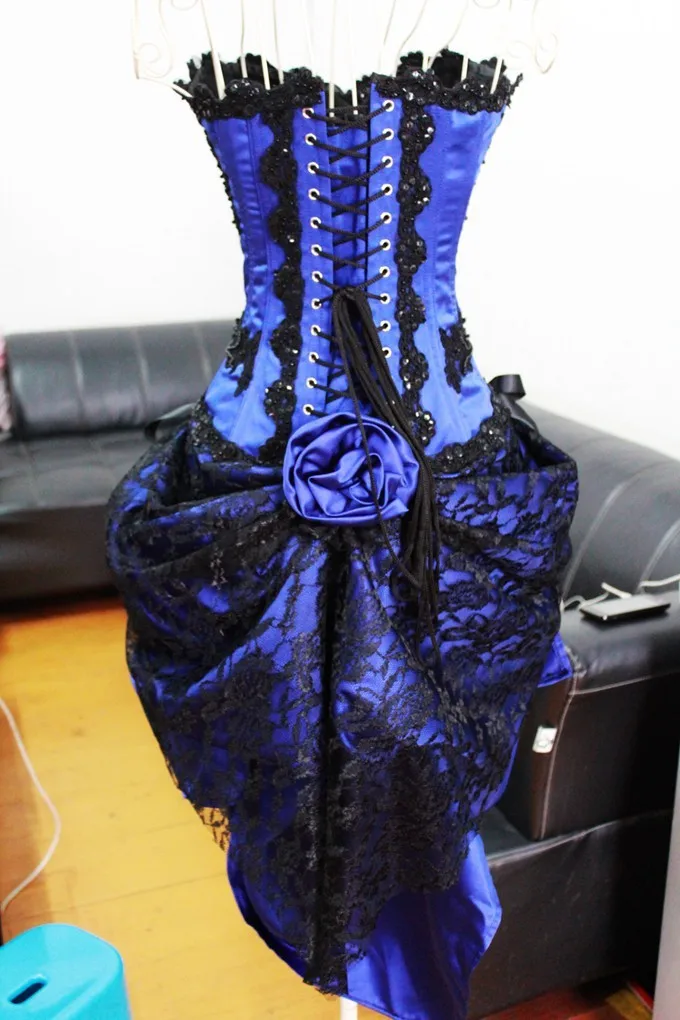 Vintage Beaded Lace Corset Short Royal Blue Prom Dresses 2014 New Arrival (4)